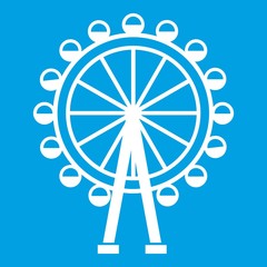 Wall Mural - Ferris wheel icon white isolated on blue background vector illustration