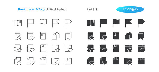 Fototapete - Bookmarks & Tags UI Pixel Perfect Well-crafted Vector Thin Line And Solid Icons 30 2x Grid for Web Graphics and Apps. Simple Minimal Pictogram Part 3-3