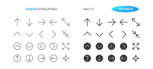 Fototapete - Control UI Pixel Perfect Well-crafted Vector Thin Line And Solid Icons 30 2x Grid for Web Graphics and Apps. Simple Minimal Pictogram Part 2-4