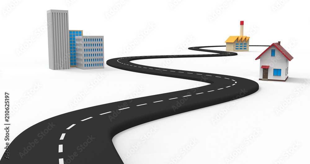 Roadside Buildings road and buildings isolated Stock Photo | Adobe Stock