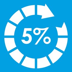 Poster - Sign 5 load icon white isolated on blue background vector illustration