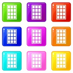 Poster - White arched window icons of 9 color set isolated vector illustration