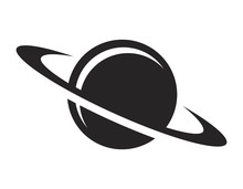 Vintage Black Saturn Planet Icon