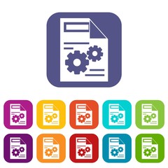 Poster - Web setting icons set vector illustration in flat style in colors red, blue, green, and other