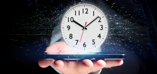 Poster - Man holding a clock timer 3d rendering