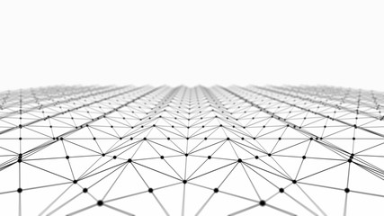 Poster - digital data and black network connection triangle lines for technology concept on white background,