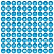 © ylivdesign - 100 globe icons set in blue circle isolated on white vector illustration