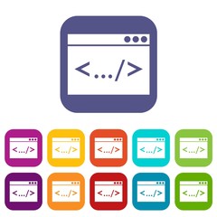 Poster - code window icons set vector illustration in flat style in colors red, blue, green, and other