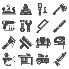 Sticker - Black Construction tools icon set