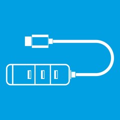 Poster - USB adapter connectors icon white isolated on blue background vector illustration