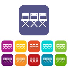 Poster - Chairs icons set vector illustration in flat style in colors red, blue, green, and other