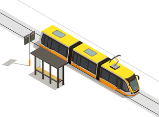 Wall Mural - Tram Stop Isometric Composition