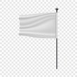 White flag on flagpole mockup. Realistic illustration of white flag on flagpole vector mockup for web