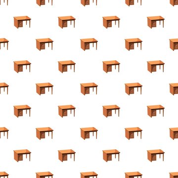 Computer desk pattern seamless repeat in cartoon style vector illustration
