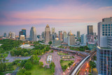 Fototapeta Londyn - Bangkok city skyline with Lumpini park  from top view in Thailand