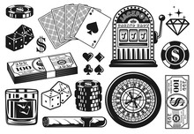 Casino And Poker Vector Objects, Vintage Elements