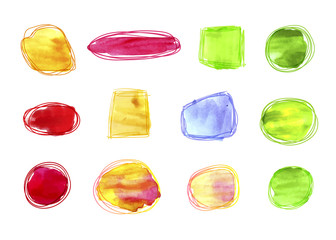 Wall Mural - Vector Hand Drawn Blank Watercolor Frames, Borders Set.