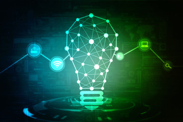 Poster - 2d rendering led white lightbulb
