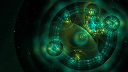 Poster - abstract colorful loopable fractal background in green color