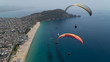 Beautiful view of two parachutists on a honeymoon