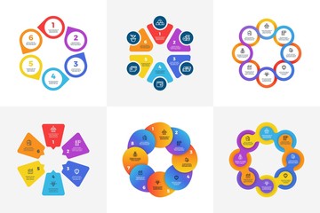 Poster - circular technology infographics with arrow options. information charts with color sections. busines