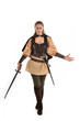 © faestock - full length portrait of girl wearing brown medieval costume,. standing pose, isolated on white studio background.