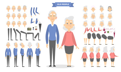 Wall Mural - Old couple characters set.