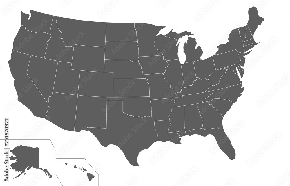 Blank USA Map vector illustration isolated on white background ...