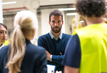 Warehouse staff meeting