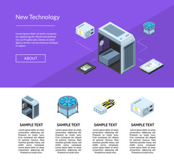 Poster - Vector isometric electronic devices website page template illustration