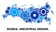 © Aha-Soft - Industrial Russia map collage of gears. Abstract territory plan in blue color tinges. Vector Russia map is created of gears. Concept of technical company.