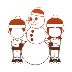 Poster - Kids with snowman cute cartoon vector illustration graphic design