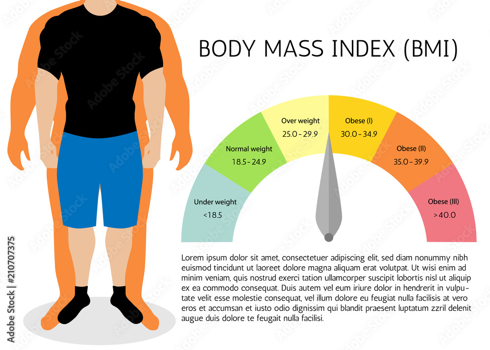 Body Math Index BMI or Body Mass Index Infographic Chart.Vector illustration. Stock ...
