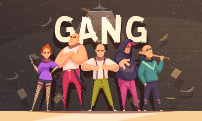 Poster - Flat Criminal Gang Composition