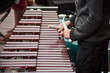 closeup of xylophone player in the street