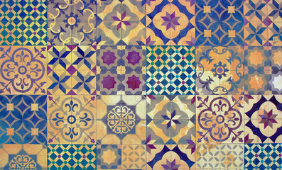 Naklejka na meble Digital background art of Mediterranean and Aegean tiles.