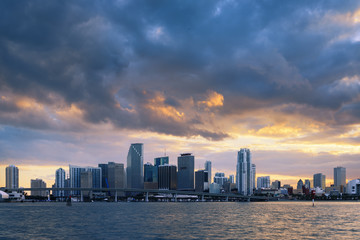 Fototapete - Miami city by sunset