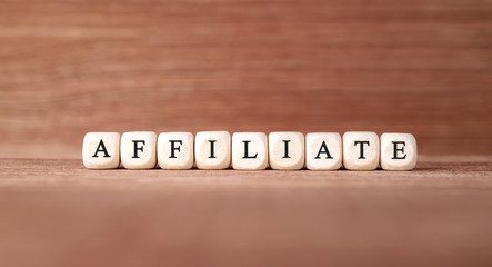 Poster - Word AFFILIATE made with wood building blocks