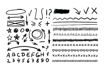 Wall Mural - vector abstract hand drawn elements, arrows, correction marks.
