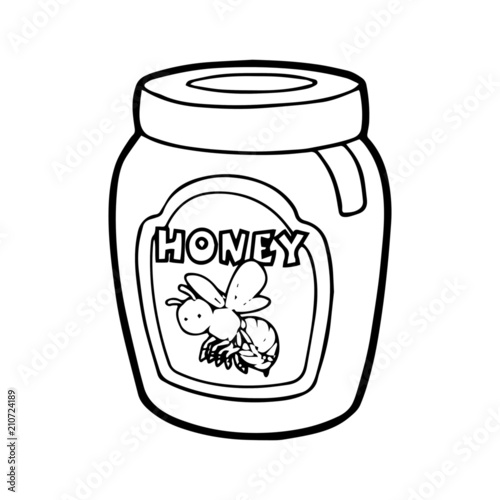 Bottle of Honey cartoon illustration isolated on white background for