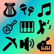 Vector icon set  about music player with 9 icons related to motor, blues, composition, classic and warble