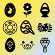 Vector icon set  about flowers with 9 icons related to event, vintage, bud, xmas and branch
