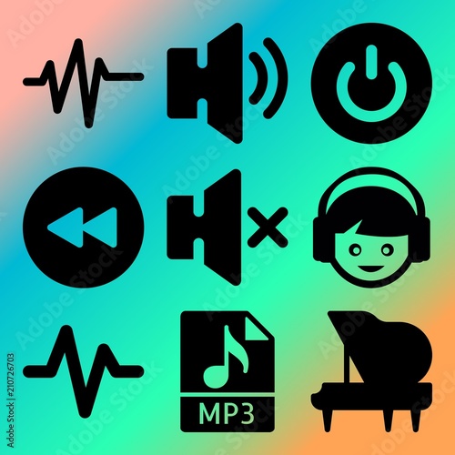 Vector Icon Set About Music Player With 9 Icons Related To Wallpaper Camera Tech Mute And Man Stock Vector Adobe Stock