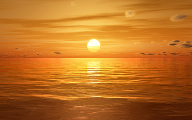 Poster - a beautiful golden sunset at the ocean