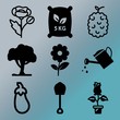 Vector icon set  about gardening with 9 icons related to vector, watercolor, bud, wreath and seeds