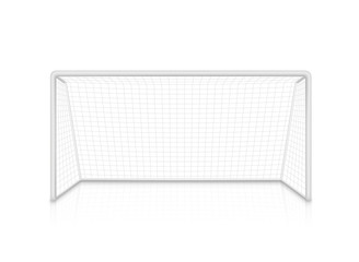 Vector realistic football soccer goal with grid. Football goal with shadow - stock vector.