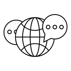 Poster - global chat icon. outline illustration of global chat vector icon for web design isolated on white b