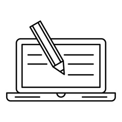 Poster - laptop text writing icon. outline illustration of laptop text writing vector icon for web design iso