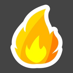 Wall Mural - Vector fire icon on colored sticker. Layers grouped for easy editing illustration.  For your design.