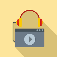 Sticker - Play audio file icon. Flat illustration of play audio file vector icon for web design